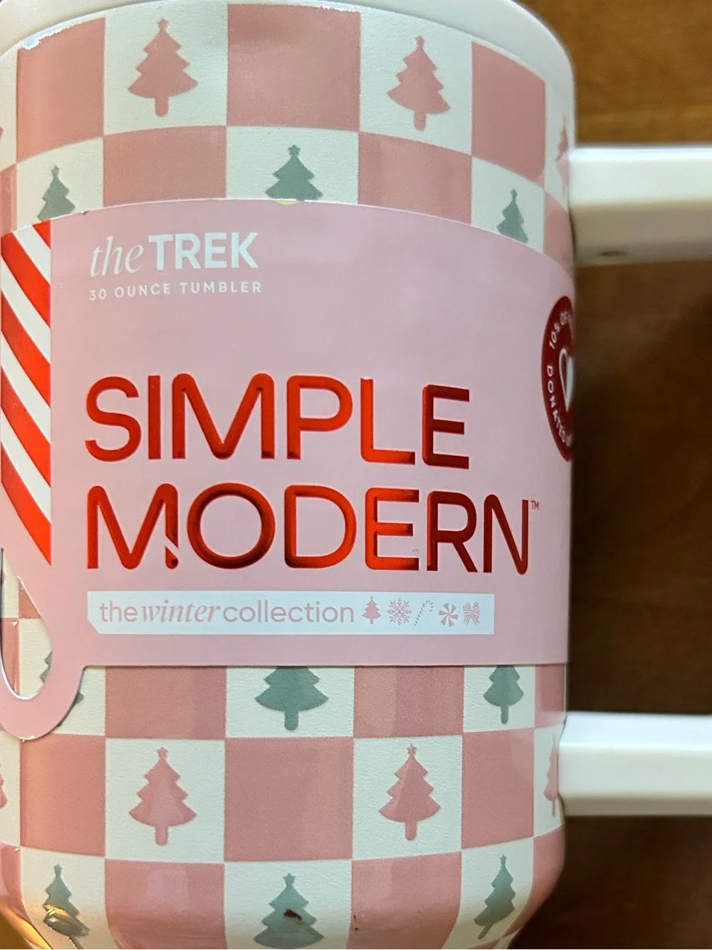 Simple Modern 30 oz Trek Tumbler Pink Christmas Tree Checkered NWT